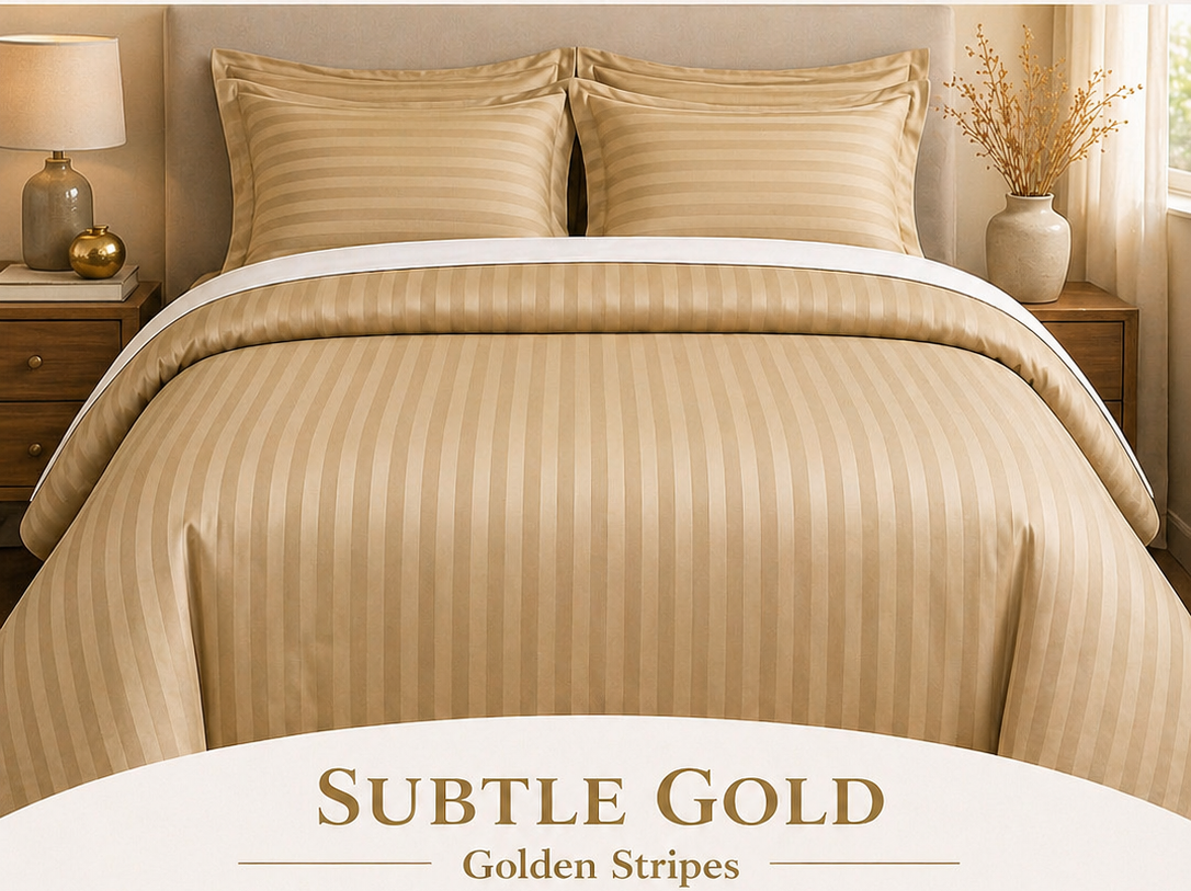Premium Plains Bedsheet Set – Subtle Gold